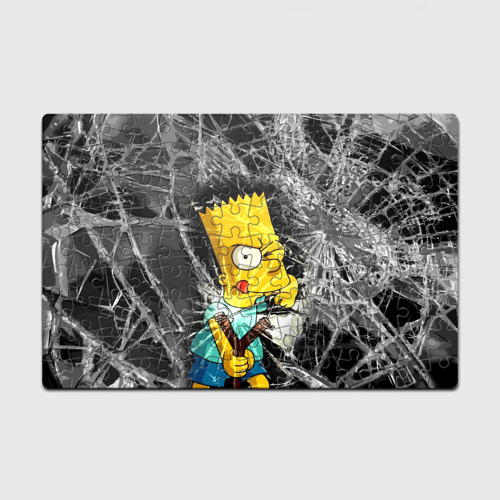 Головоломка Пазл магнитный 126 элементов Барт Симпсон разбил из рогатки стекло