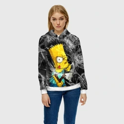 Женская толстовка 3D Барт Симпсон разбил из рогатки стекло - фото 2