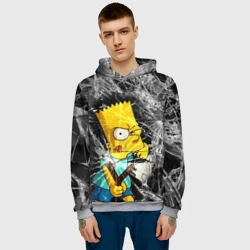 Мужская толстовка 3D Барт Симпсон разбил из рогатки стекло - фото 2
