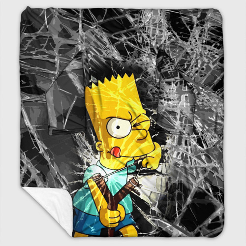 Плед с рукавами с принтом Барт Симпсон разбил из рогатки стекло, вид спереди #2