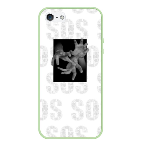 Чехол для iPhone 5/5S матовый Из тьмы - SOS HELP, цвет салатовый