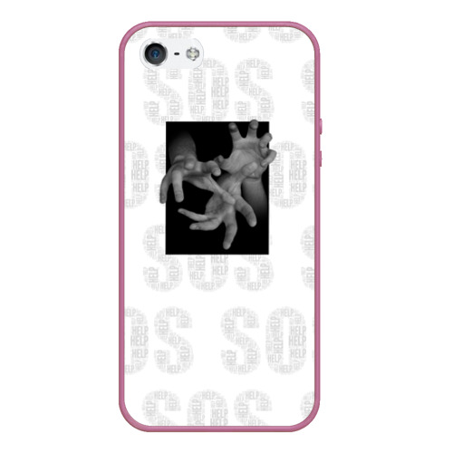 Чехол для iPhone 5/5S матовый Из тьмы - SOS HELP, цвет розовый