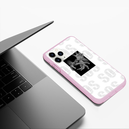 Чехол для iPhone 11 Pro Max матовый Из тьмы - SOS HELP, цвет розовый - фото 5