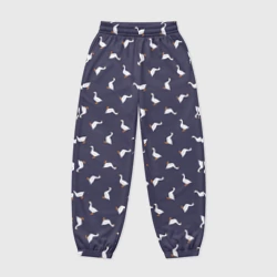 Женские джоггеры оверсайз 3D Гуси на синем паттерн