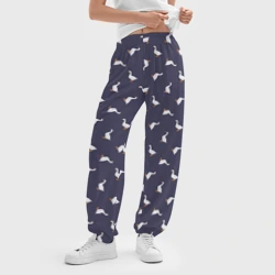 Женские джоггеры оверсайз 3D Гуси на синем паттерн - фото 2