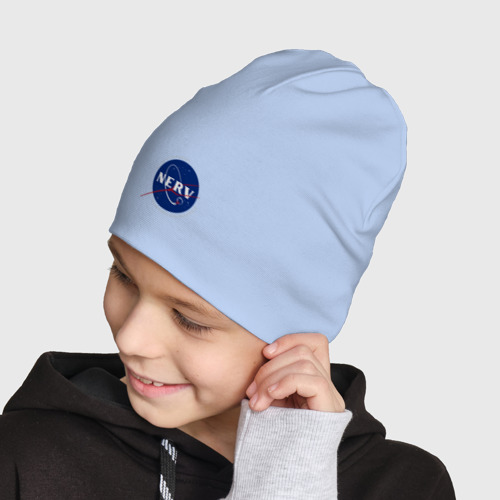 Детская шапка демисезонная NASA nerv Evangelion, цвет мягкое небо - фото 4