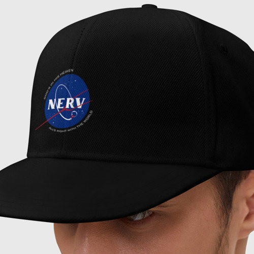 Кепка снепбек с прямым козырьком NASA nerv Evangelion, цвет черный