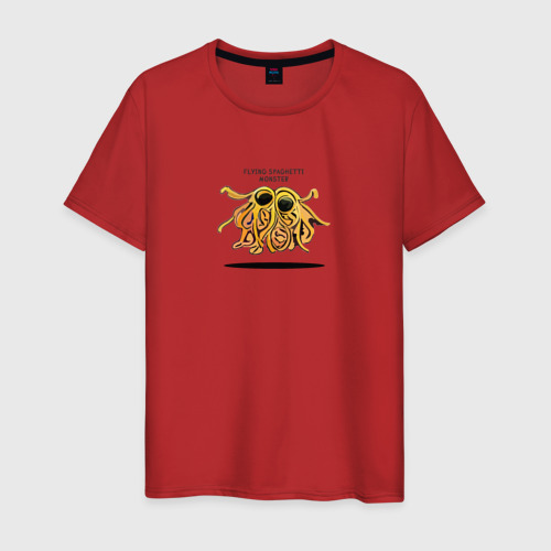 Мужская футболка хлопок Flying Spaghetti Monster - Макаронный монстр, цвет красный