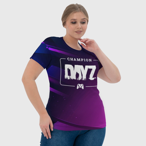 Женская футболка 3D DayZ gaming champion: рамка с лого и джойстиком на неоновом фоне, цвет 3D печать - фото 6
