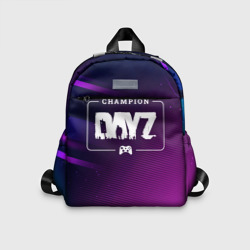 Детский рюкзак 3D DayZ gaming champion: рамка с лого и джойстиком на неоновом фоне