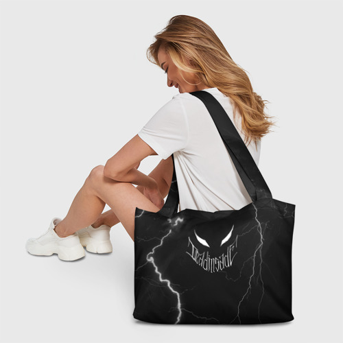 Пляжная сумка 3D Dead inside - Молнии на чёрном - Каллиграфический шрифт - Улыбка - ZXC - фото 6