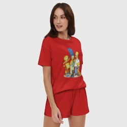 Женская пижама с шортиками хлопок Семейка Симпсонов встречает Новый Год! - фото 2