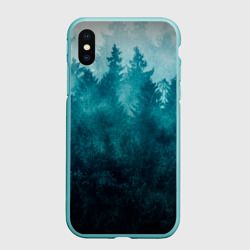 Чехол для iPhone XS Max матовый Темный хвойный лес