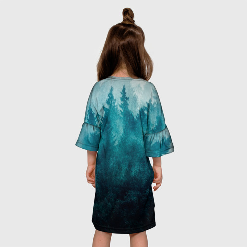 Детское платье 3D Темный хвойный лес, цвет 3D печать - фото 5