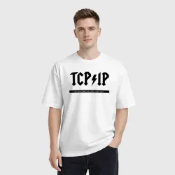 Мужская футболка хлопок Oversize TCP/IP Connecting people since 1972 - фото 2