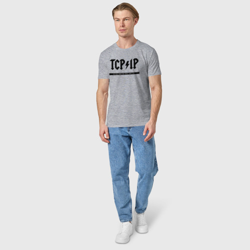 Мужская футболка хлопок TCP/IP Connecting people since 1972, цвет меланж - фото 5