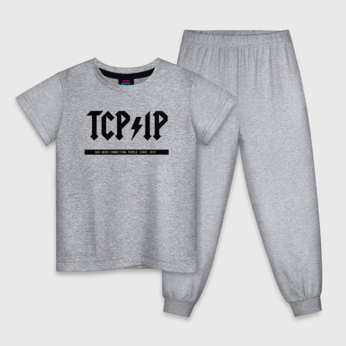 Детская пижама хлопок с принтом TCP/IP Connecting people since 1972, вид спереди #2