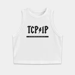 Женская укороченная майка-топ хлопок TCP/IP Connecting people since 1972
