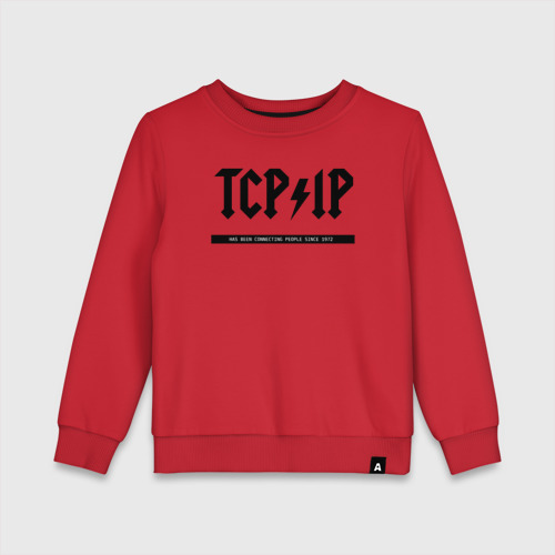 Детский свитшот хлопок TCP/IP Connecting people since 1972, цвет красный