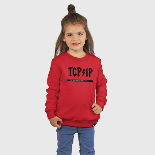 Детский свитшот хлопок TCP/IP Connecting people since 1972, цвет красный - фото 3