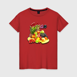 Фруктовый набор - Vegan – Женская футболка хлопок с принтом купить со скидкой в -20%