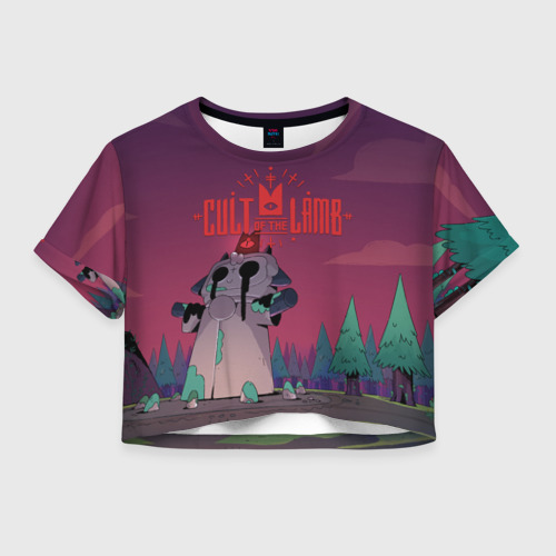 Женская футболка Crop-top 3D Тотем овечке - Cult of the lamb, цвет 3D печать
