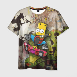 Скейтбордист Барт Симпсон на фоне граффити – Мужская футболка 3D с принтом купить со скидкой в -23%