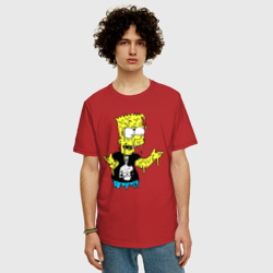 Мужская футболка хлопок Oversize Плавящийся Барт Симпсон - стилизация - фото 2