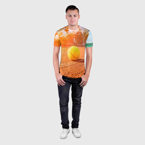 Мужская футболка 3D Slim с принтом Теннис - рассвет, вид сбоку #3