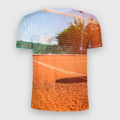 Мужская футболка 3D Slim с принтом Теннис - рассвет, вид сзади #1