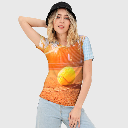 Женская футболка 3D Slim Теннис - рассвет, цвет 3D печать - фото 3