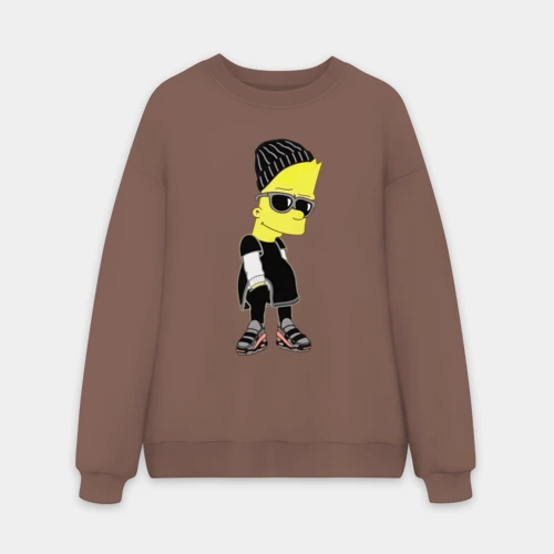 Мужской свитшот oversize без начеса хлопок Барт Симпсон в тёмных очках