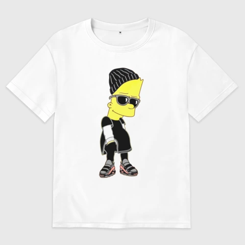 Мужская футболка хлопок Oversize Барт Симпсон в тёмных очках