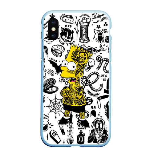 Чехол для iPhone XS Max матовый Барт Симпсон весь в татухах - Hype, цвет голубой