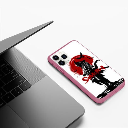 Чехол для iPhone 11 Pro матовый с принтом Самурай и Красное Солнце, фото #5