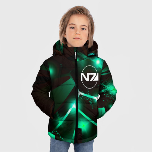 Зимняя куртка для мальчиков 3D с принтом Mass Effect разлом плит, фото на моделе #1