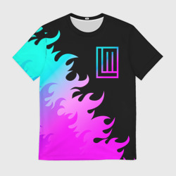 Мужская футболка 3D Lindemann неоновый огонь