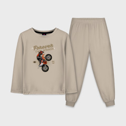 Детская пижама с лонгсливом хлопок 2 колеса навсегда - Мотокросс
