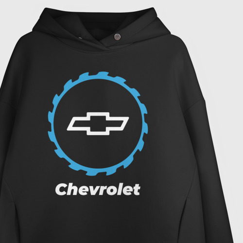 Женское худи Oversize хлопок Chevrolet в стиле Top Gear, цвет черный - фото 3