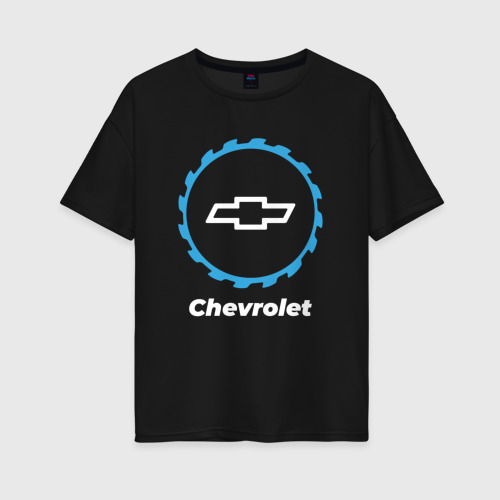 Женская футболка хлопок Oversize Chevrolet в стиле Top Gear, цвет черный
