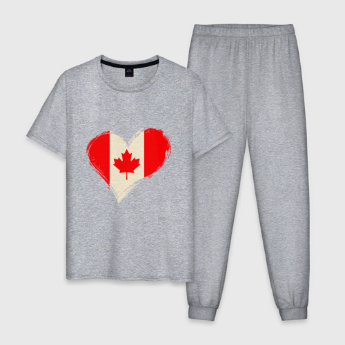 Мужская пижама хлопок с принтом Сердце - Канада, вид спереди #2