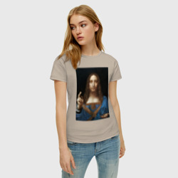 Женская футболка хлопок Спаситель мира Леонардо Да Винчи около 1500 - фото 2