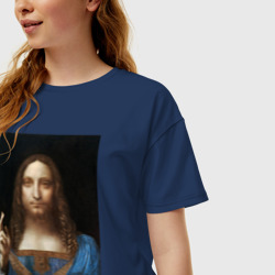 Женская футболка хлопок Oversize Спаситель мира Леонардо Да Винчи около 1500 - фото 2