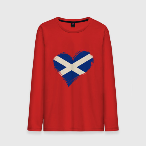 Мужской лонгслив хлопок с принтом Сердце - Шотландия, вид спереди #2