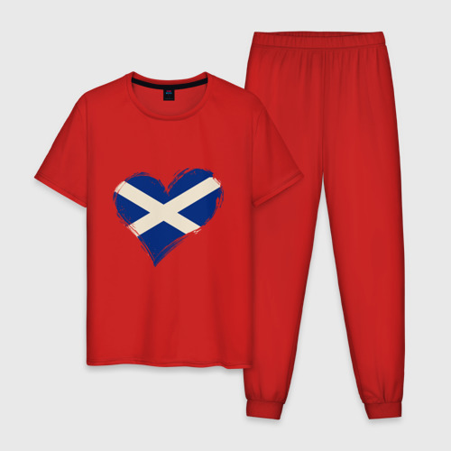 Мужская пижама хлопок с принтом Сердце - Шотландия, вид спереди #2