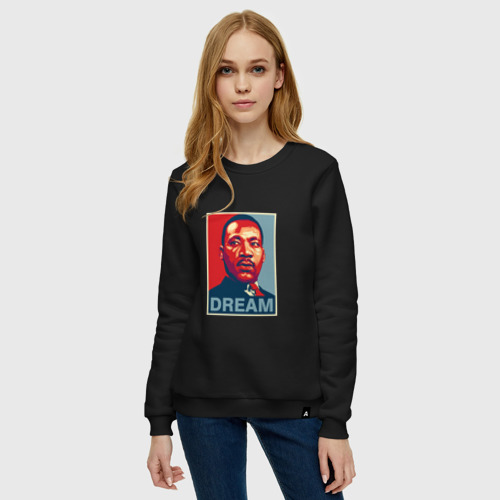 Женский свитшот хлопок с принтом Мартин Лютер Кинг - Dream, фото на моделе #1