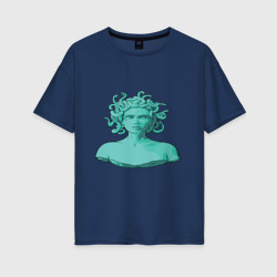 Женская футболка хлопок Oversize Девушка со змеями