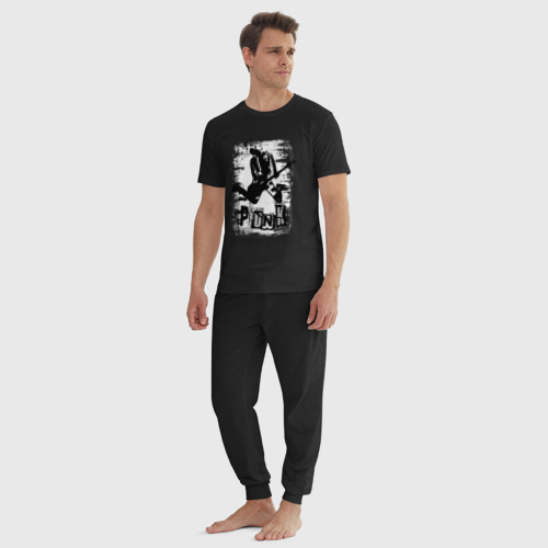 Мужская пижама хлопок Punk jump, цвет черный - фото 5