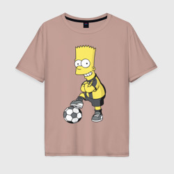 Мужская футболка хлопок Oversize Барт Симпсон - крутой футбольный форвард