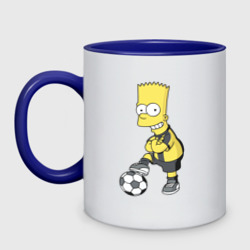 Кружка двухцветная Барт Симпсон - крутой футбольный форвард